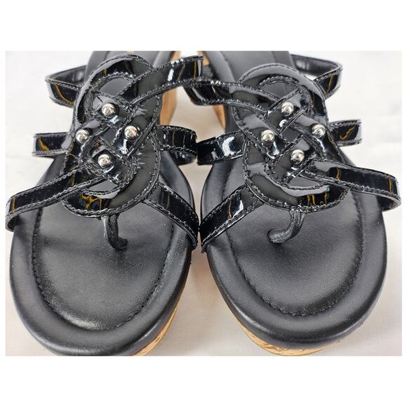 COLE HAAN WOMEN'S BLACK LEATHER THONG STRAPPY PLATFORM SANDALS SIZE 7B - Picture 8 of 11
